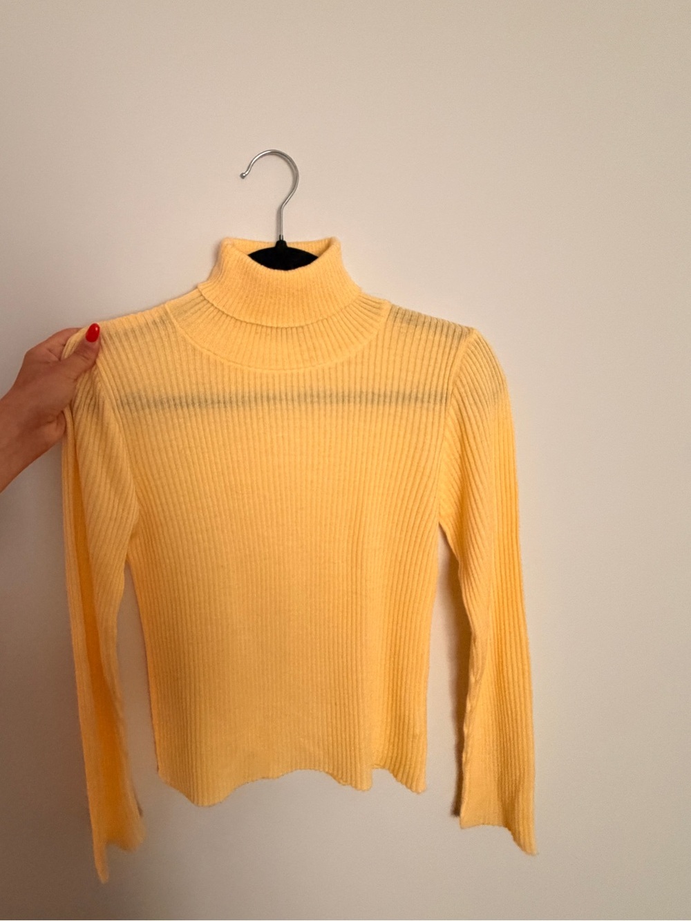 Yellow Ribbed Turtleneck Sweater